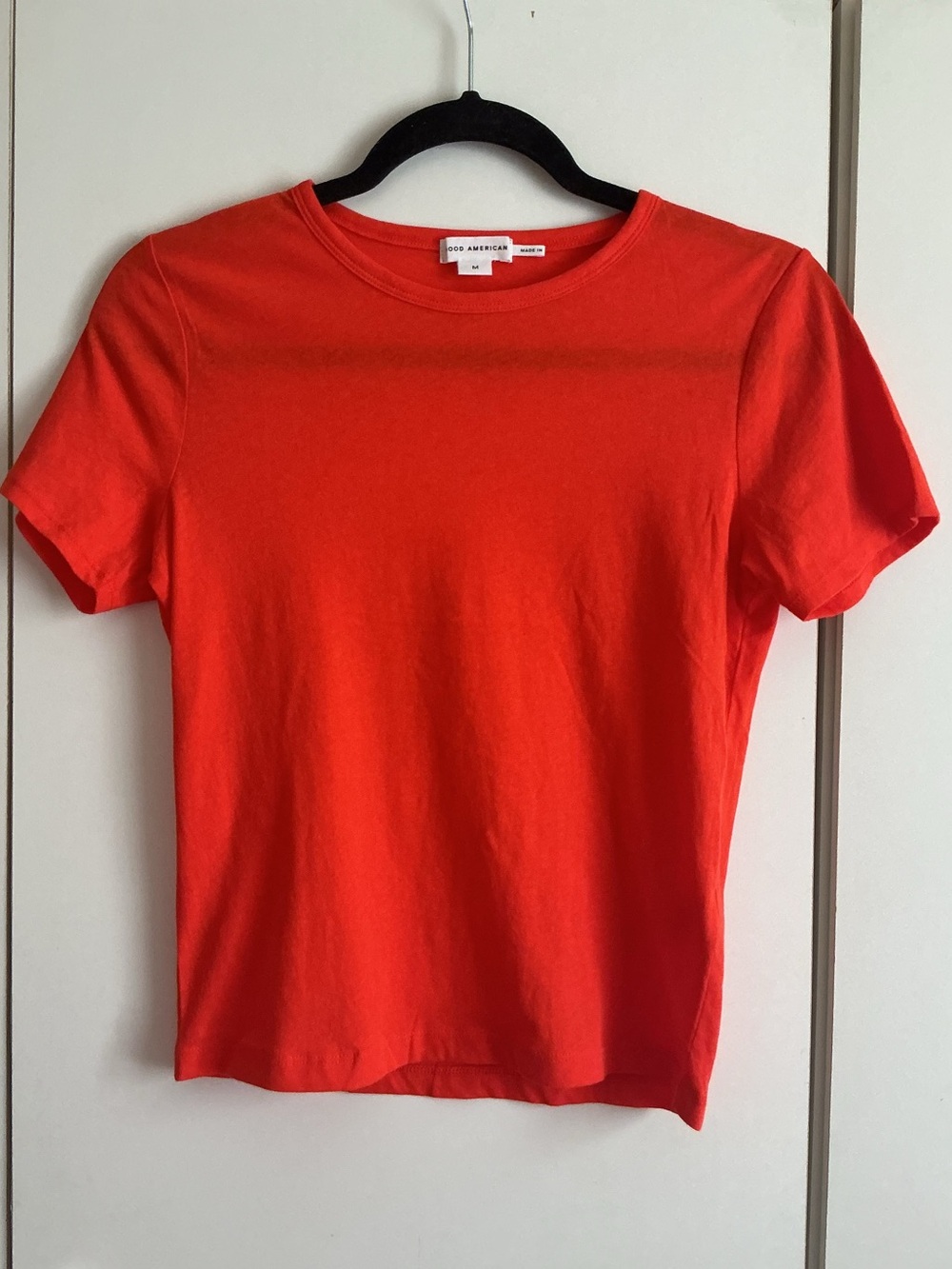 Good American Men's Short Sleeve Crew Tee in Bright Orange-Red